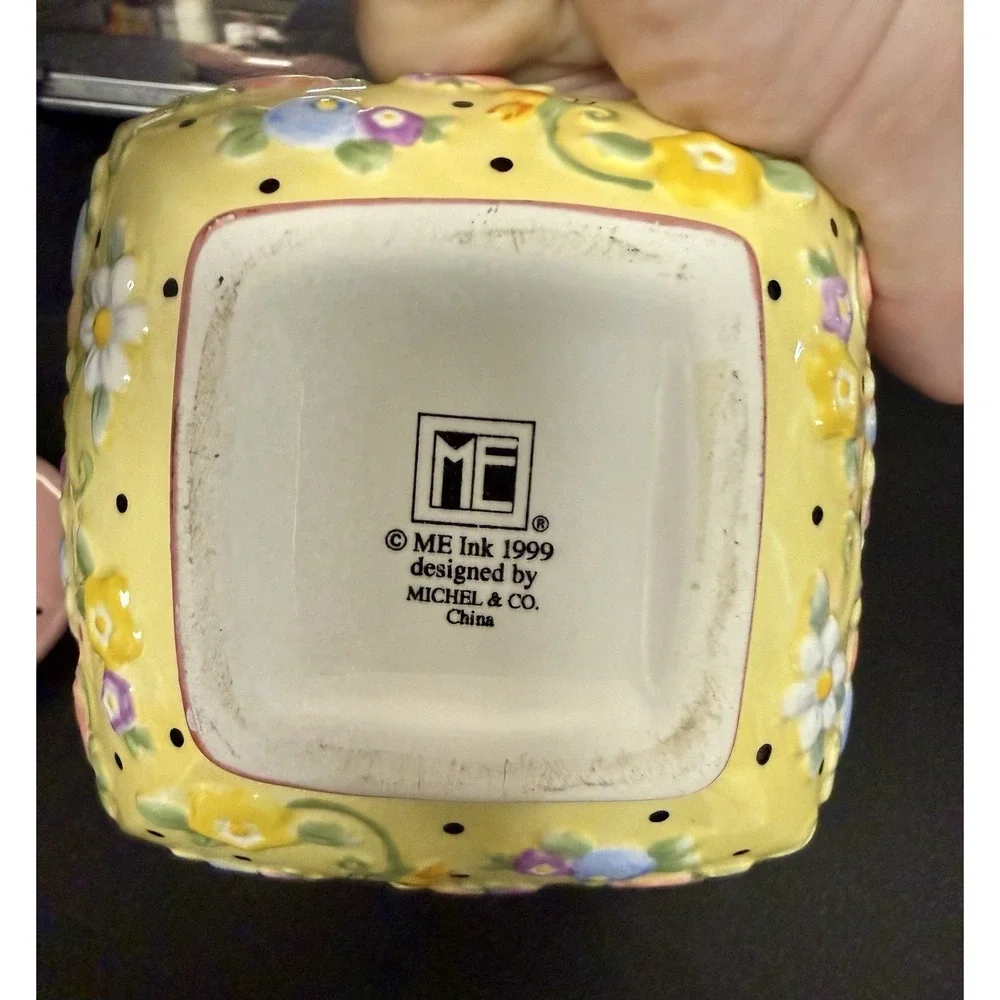 1999 Vintage Mary Englebreit Ceramic Covered Square Trinket/Candy Dish
